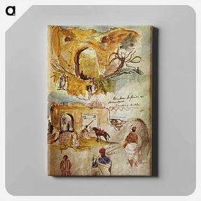 アートパネル-City wall of Meknes (Morocco from the sketchbook) - ウジェーヌ ドラクロワ Canvas.
