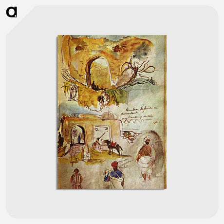 アートポストカード-City wall of Meknes (Morocco from the sketchbook) - ウジェーヌ ドラクロワ Postcard.