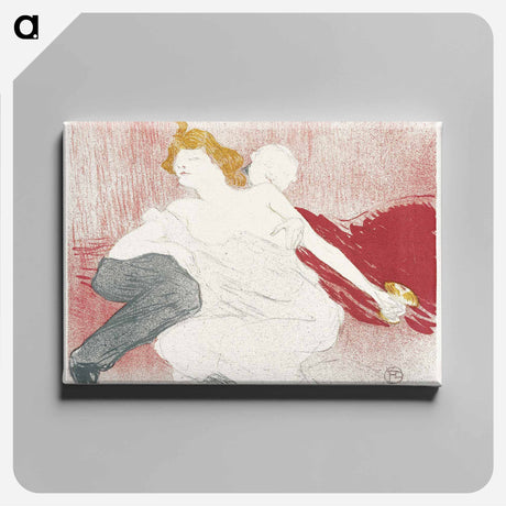 アートパネル-Ontwerp voor omslag catalogus met liggende man en halfnaakte vrouw - アンリ ド トゥールーズ ロートレック Canvas.