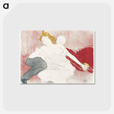 アートポストカード-Ontwerp voor omslag catalogus met liggende man en halfnaakte vrouw - アンリ ド トゥールーズ ロートレック Postcard.