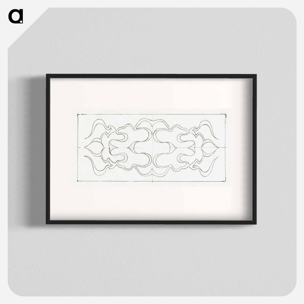 Symmetrical pattern of curly lines within a rectangle - Julie de Graag Poster.