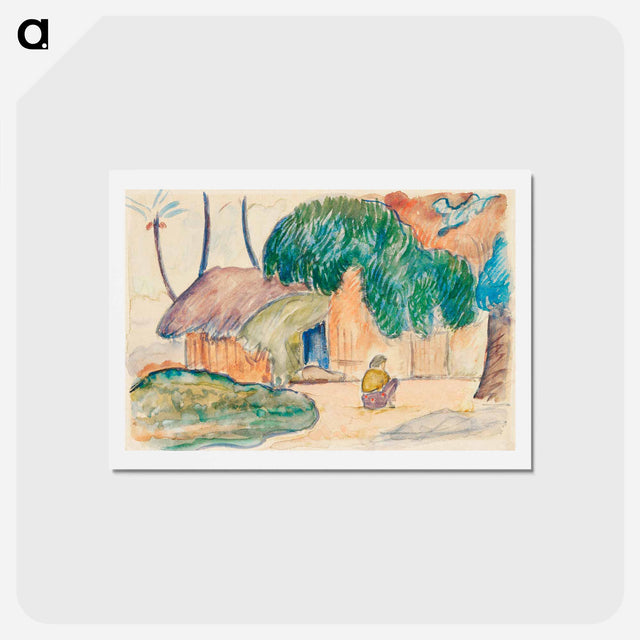 アートポストカード-Tahitian Hut - ポール ゴーギャン Postcard.