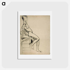 アートポストカード-Female nude on a chair - テオ ファン ドゥースブルフ Postcard.
