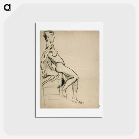 アートポストカード-Female nude on a chair - テオ ファン ドゥースブルフ Postcard.