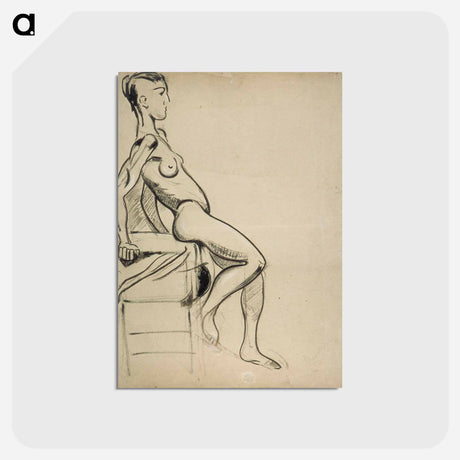 アートポストカード-Female nude on a chair - テオ ファン ドゥースブルフ Postcard.