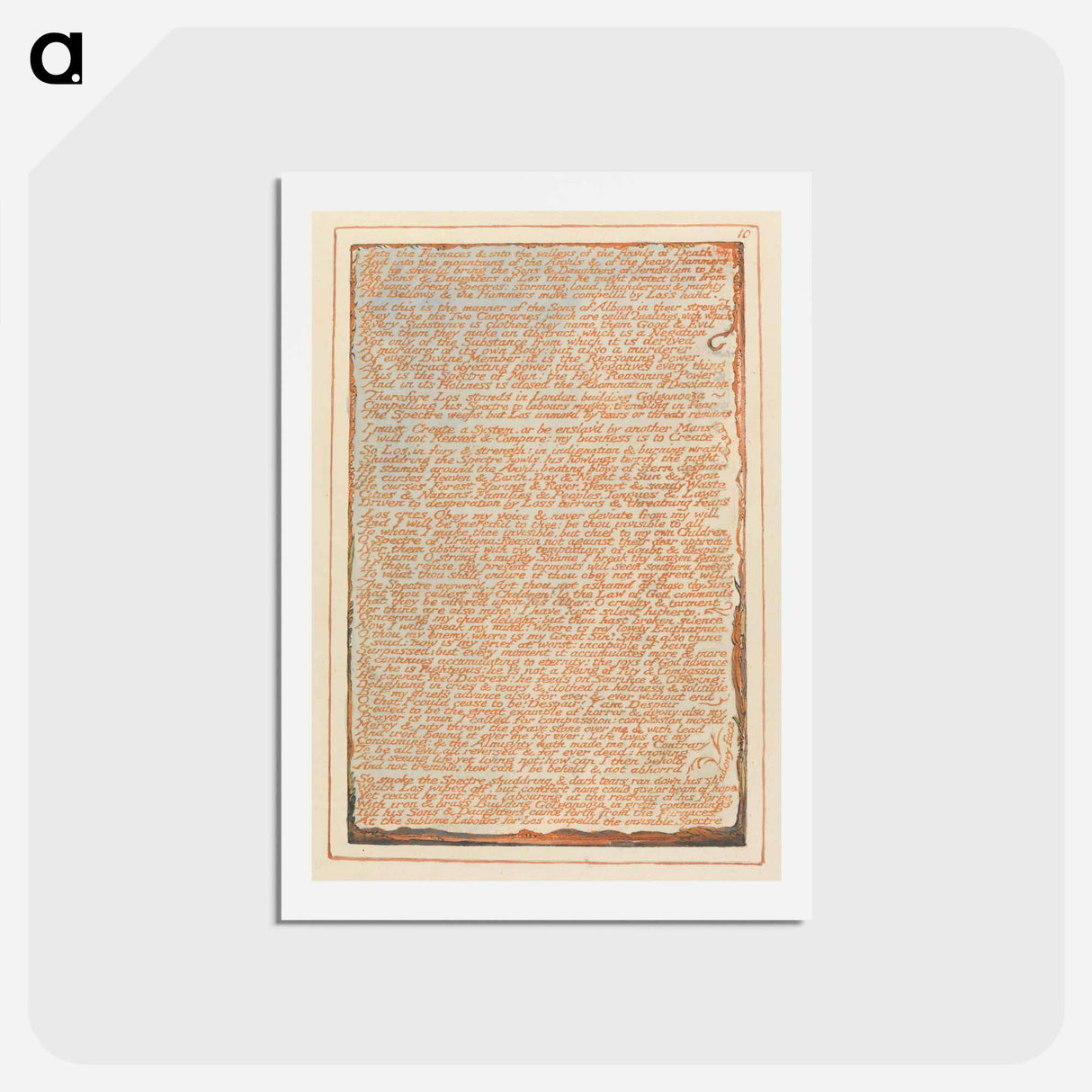 アートポストカード-Jerusalem, Plate 10, "Into the Furnaces" - ウィリアム ブレイク Postcard.