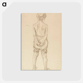 アートポストカード-Standing young boy, study for the boys playing on the shore - アルバート エーデルフェルト Postcard.
