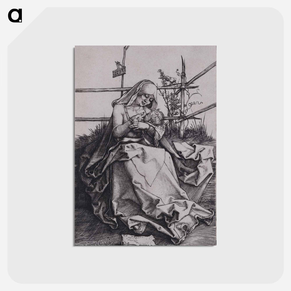 アートポストカード-The Madonna on the Grassy Bank - アルブレヒト デューラー Postcard.