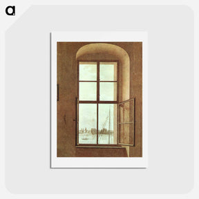アートポストカード-View from the Artists Studio, Window on Left - カスパー ダーヴィト フリードリヒ Postcard.