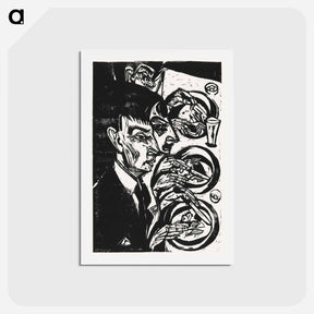アートポストカード-Nervous People at Dinner - エルンスト ルートヴィヒ キルヒナー Postcard.