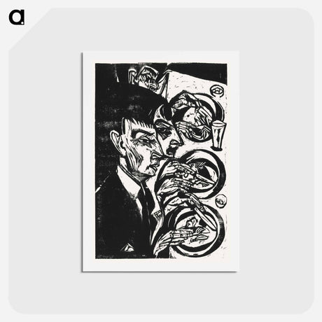 アートポストカード-Nervous People at Dinner - エルンスト ルートヴィヒ キルヒナー Postcard.
