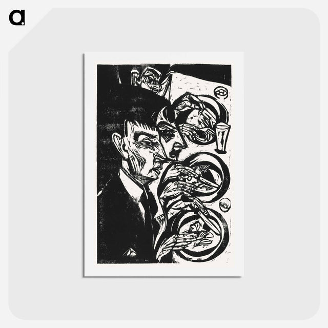 アートポストカード-Nervous People at Dinner - エルンスト ルートヴィヒ キルヒナー Postcard.