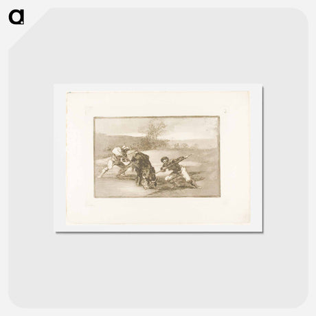 アートポストカード-Another way of hunting on foot, plate two from The Art of Bullfighting by Francisco José de Goya y Lucientes - フランシスコ デ ゴヤ Postcard.