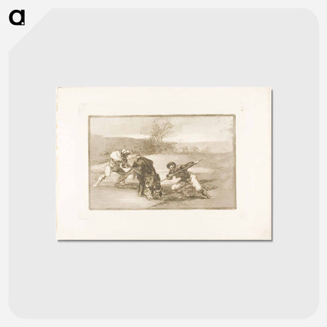 アートポストカード-Another way of hunting on foot, plate two from The Art of Bullfighting by Francisco José de Goya y Lucientes - フランシスコ デ ゴヤ Postcard.