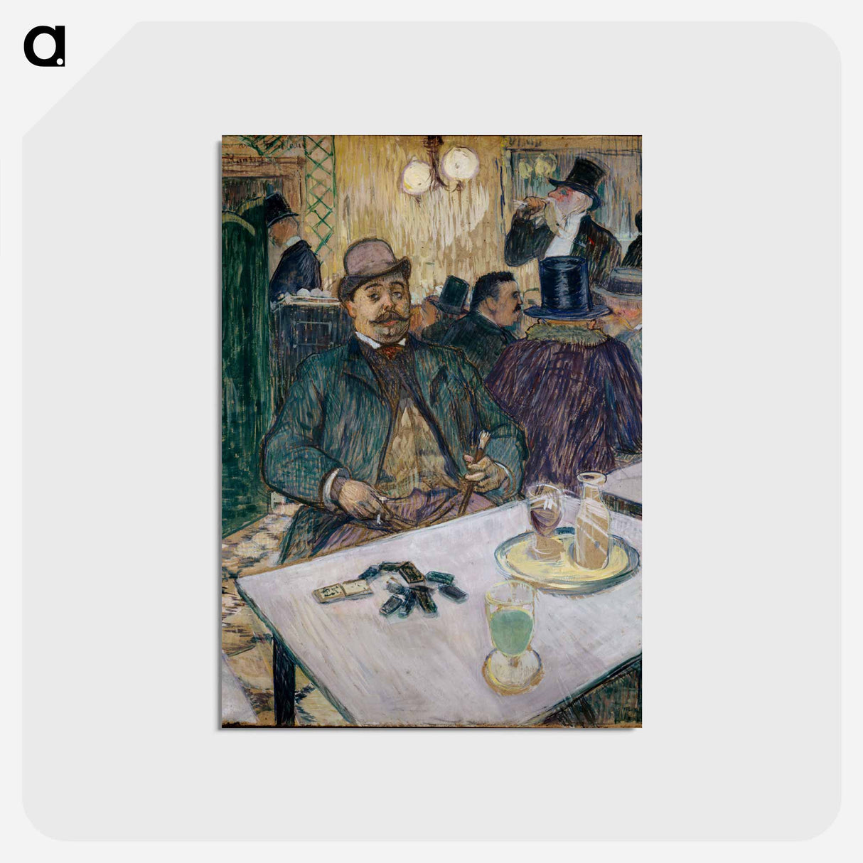 アートポストカード-Monsieur Boileau at the Café - アンリ ド トゥールーズ ロートレック Postcard.
