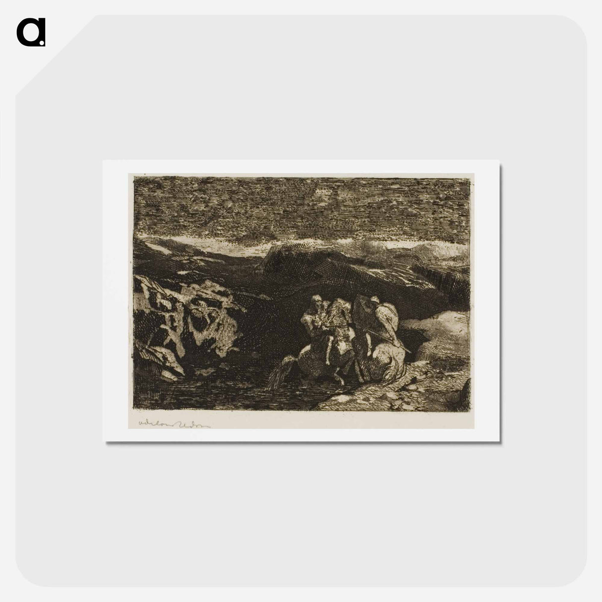アートポストカード-Horsemen in Combat - オディロン ルドン Postcard.