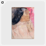 アートポストカード-A Tahitian Woman with a Flower in Her Hair - ポール ゴーギャン Postcard.