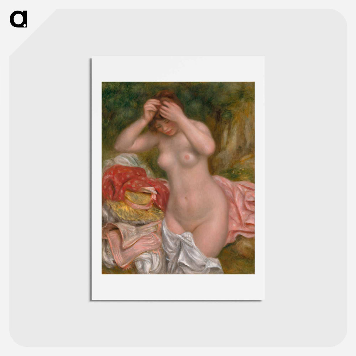 アートポストカード-Bather Arranging Her Hair - ピエール オーギュスト ルノワール Postcard.