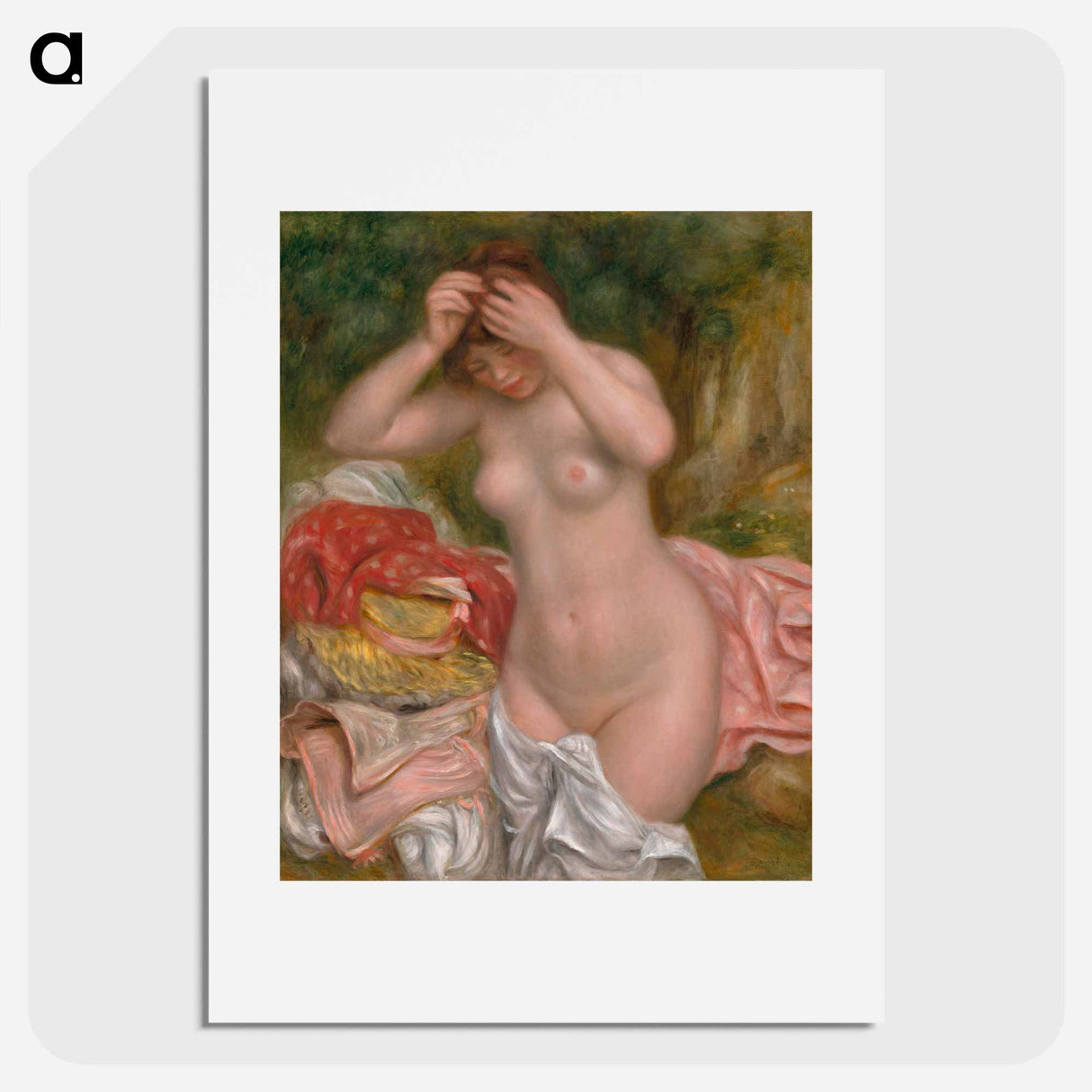 Bather Arranging Her Hair - Pierre-Auguste Renoir Poster.