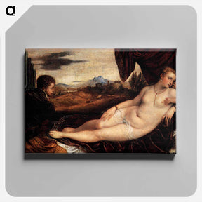 アートパネル-Venus and Cupid with an Organist - ティツィアーノ ヴェチェッリオ Canvas.