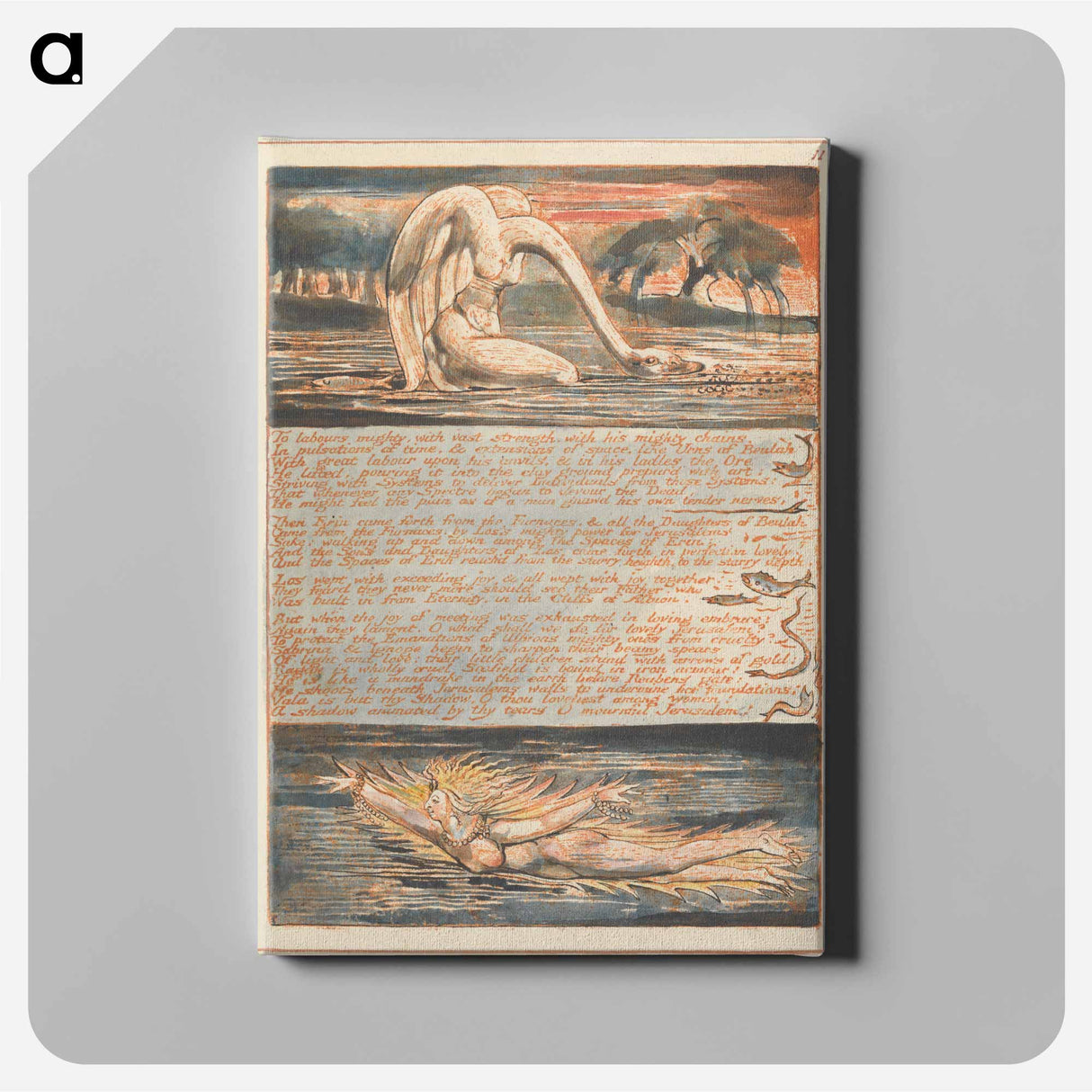 アートパネル-Jerusalem, Plate 11, "To labours mighty...." - ウィリアム ブレイク Canvas.