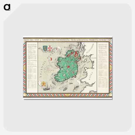 アートポストカード-Irish Free State & Northern Ireland - アンティーク地図 Postcard.