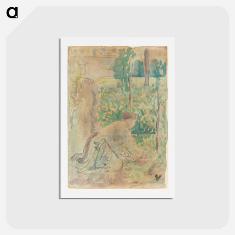 アートポストカード-Woman Working in a Garden - カミーユ ピサロ Postcard.