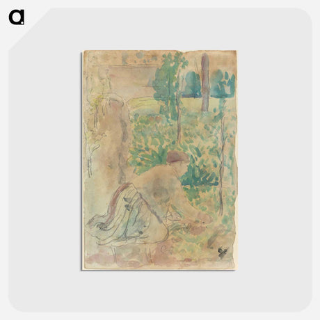 アートポストカード-Woman Working in a Garden - カミーユ ピサロ Postcard.
