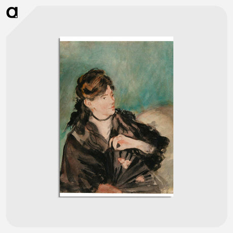 アートポストカード-Portrait of Berthe Morisot with a Fan - エドゥアール マネ Postcard.