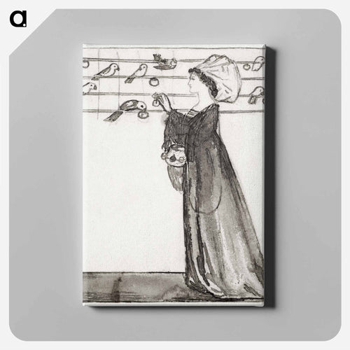Ladies and Animals Sideboard - Good and Bad Animals - Study of a Lady Feeding Parrots - エドワード バーン ジョーンズ Canvas.