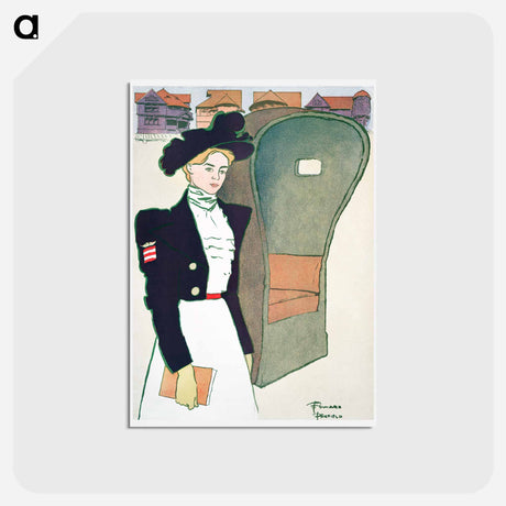 アートポストカード-Woman holding book - エドワード ペンフィールド Postcard.