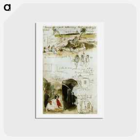 アートポストカード-Page from the Moroccan Notebook - ウジェーヌ ドラクロワ Postcard.