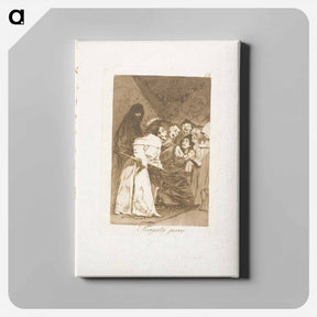 アートパネル-Swallow it, dog, plate 58 from Los Caprichos - フランシスコ デ ゴヤ Canvas.