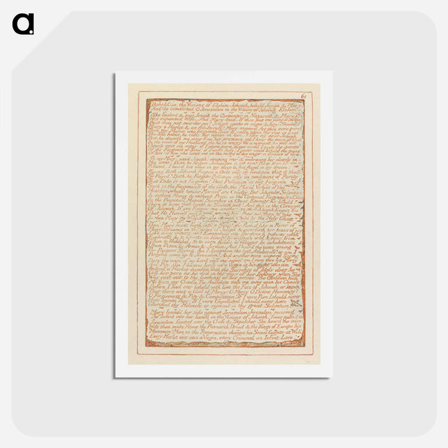 アートポストカード-Jerusalem, Plate 61, "Behold: in the Visions of Elohim Jehovah" - ウィリアム ブレイク Postcard.