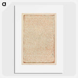アートポスター-Jerusalem, Plate 61, "Behold: in the Visions of Elohim Jehovah" - ウィリアム ブレイク Poster.
