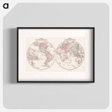 Johnson's Western Hemisphere [and] Johnson's Eastern Hemisphere - アンティーク地図 Poster.