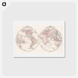 アートポストカード-Johnson's Western Hemisphere [and] Johnson's Eastern Hemisphere - アンティーク地図 Postcard.