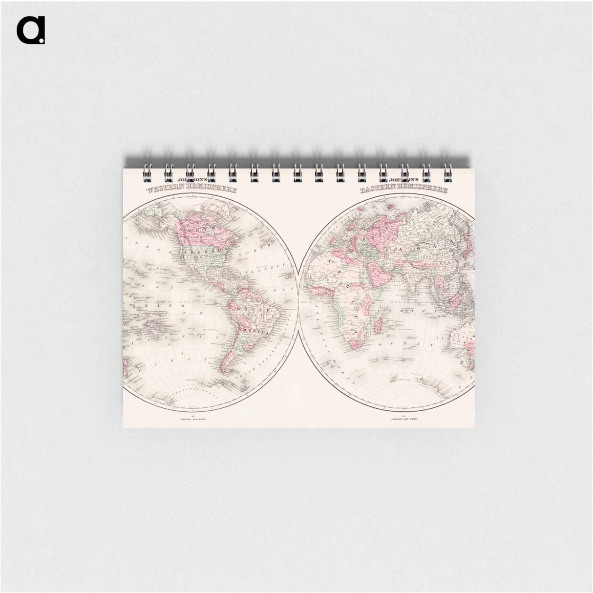 Johnson's Western Hemisphere [and] Johnson's Eastern Hemisphere - アンティーク地図 Memo.