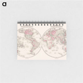 アートメモ帳-Johnson's Western Hemisphere [and] Johnson's Eastern Hemisphere - アンティーク地図 Memo.