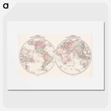 Johnson's Western Hemisphere [and] Johnson's Eastern Hemisphere - アンティーク地図 Poster.