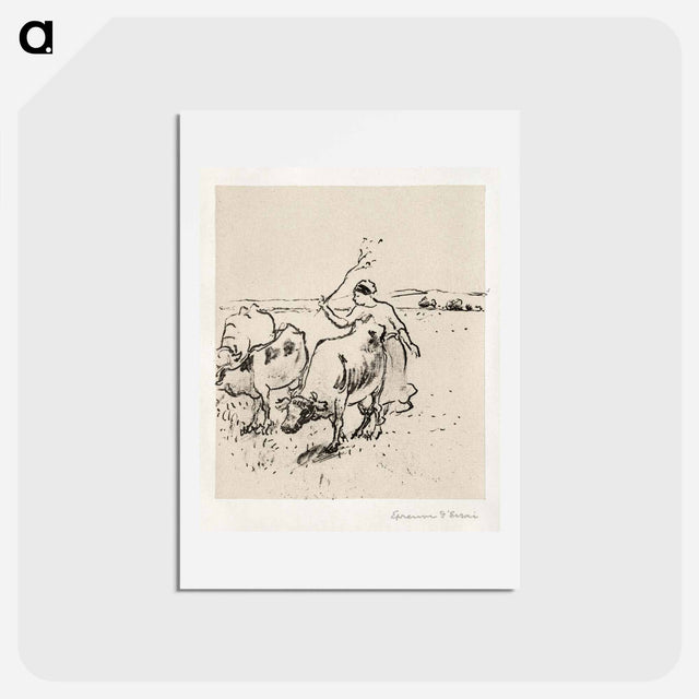 アートポストカード-Cowherder - カミーユ ピサロ Postcard.