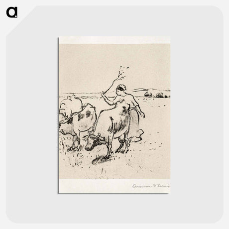 アートポストカード-Cowherder - カミーユ ピサロ Postcard.