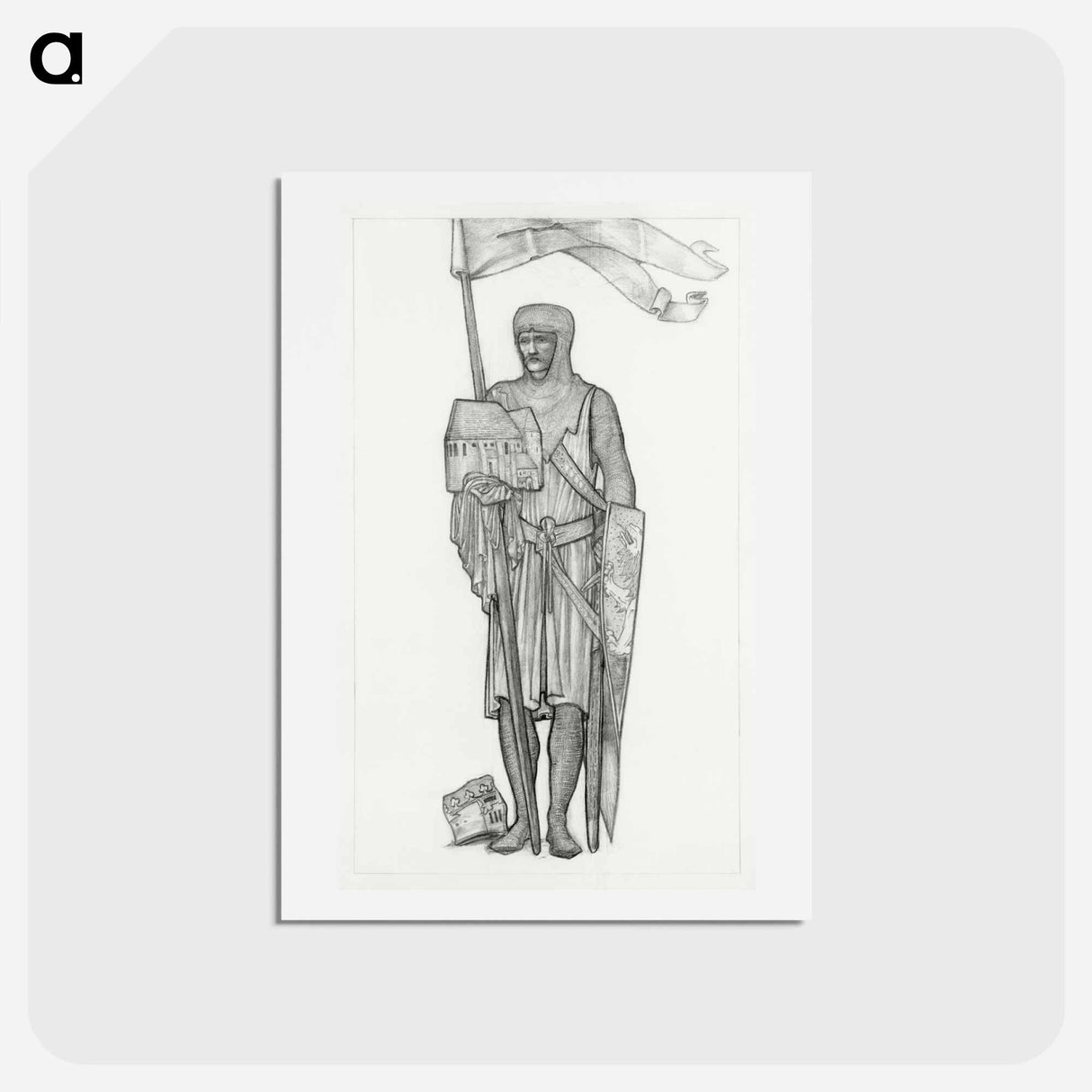 アートポストカード-David of Scotland, Earl of Huntingdon - エドワード バーン ジョーンズ Postcard.