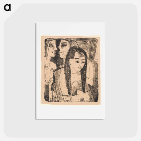 アートポストカード-Portrait of a Girl - エルンスト ルートヴィヒ キルヒナー Postcard.