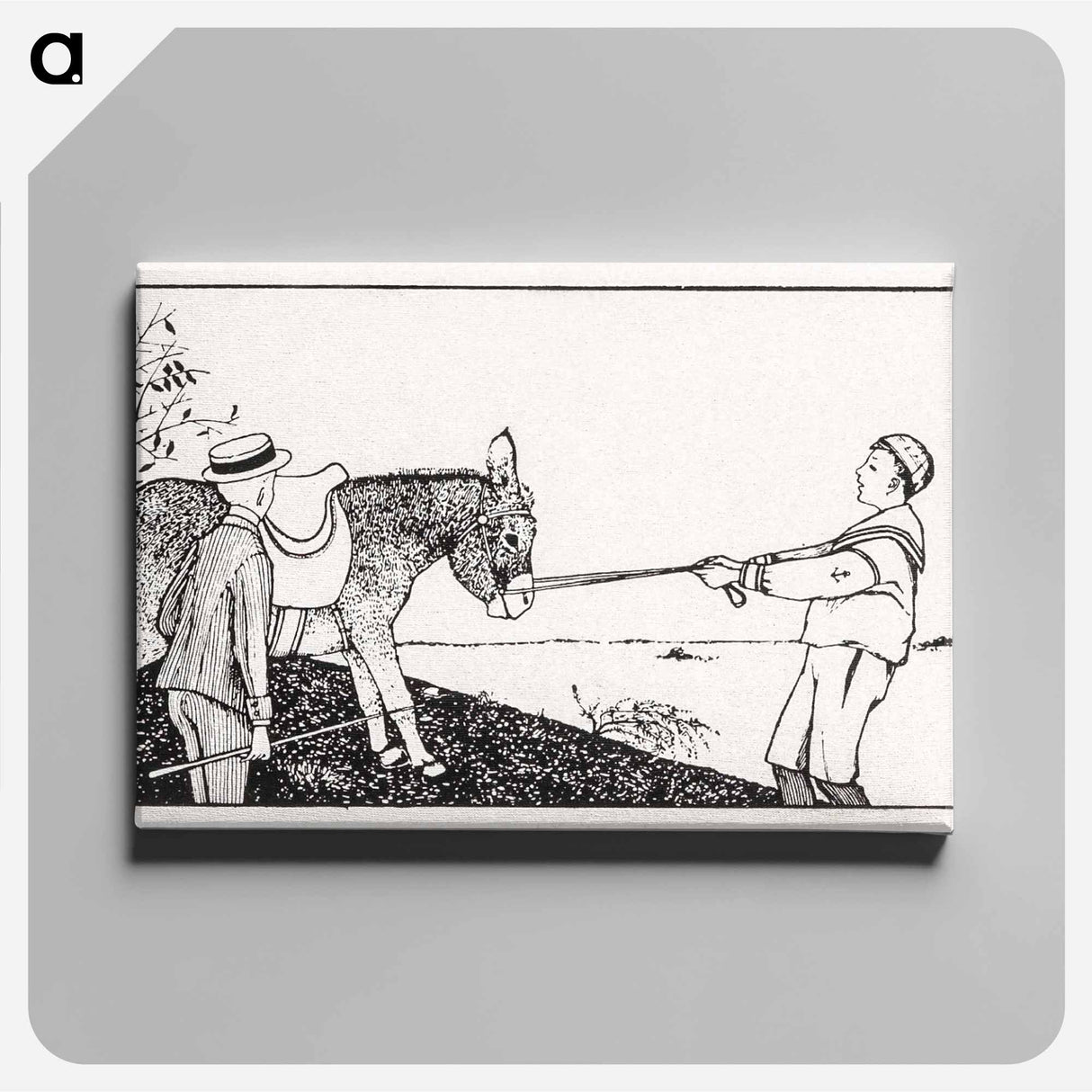 Two boys and a donkey - Julie de Graag Canvas.