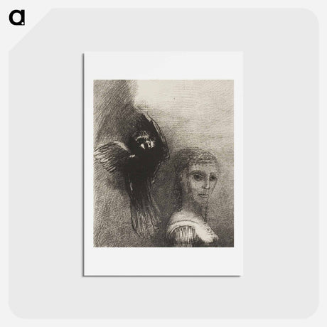 アートポストカード-And a Large Bird, Descending From the Sky, Hurls Itself Against the Topmost Point of Her Hair - オディロン ルドン Postcard.