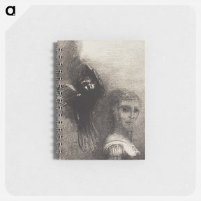 アートメモ帳-And a Large Bird, Descending From the Sky, Hurls Itself Against the Topmost Point of Her Hair - オディロン ルドン Memo.