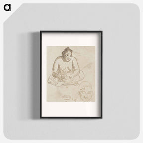 アートポスター-Seated Tahitian Woman (recto); Standing Tahitian Woman (verso) - ポール ゴーギャン Poster.