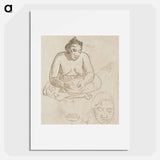 Seated Tahitian Woman (recto); Standing Tahitian Woman (verso) - ポール ゴーギャン Poster.