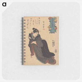 アートメモ帳-Woman in Plaid Kimono, Arms Akimbo - 歌川 国芳 Memo.
